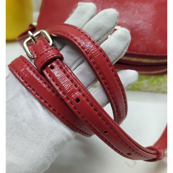 Kate Spade New York Red Patent Leather Zipper Closure Crossbody Bag - Picture 4 of 16